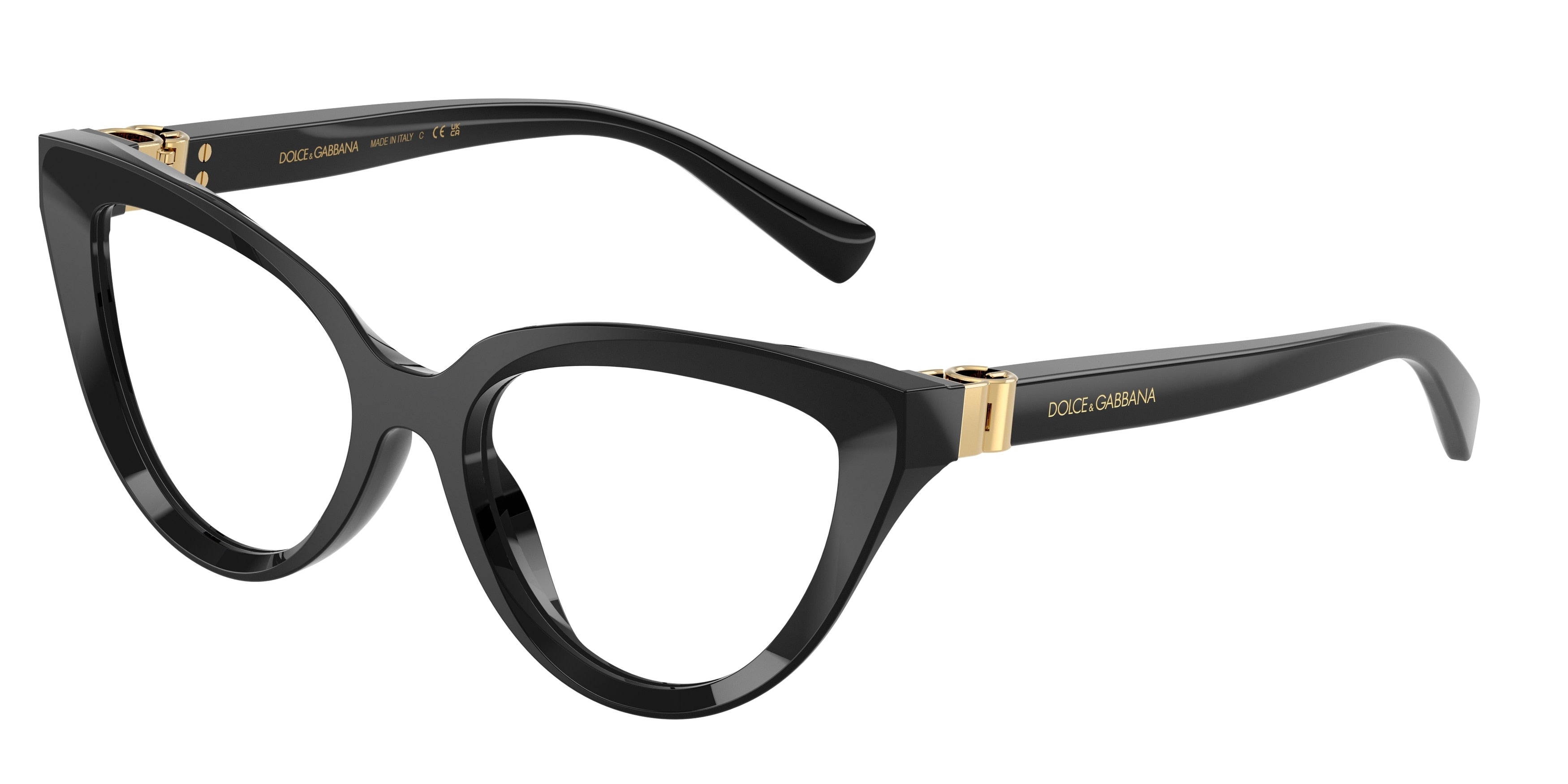DOLCE & GABBANA DG3414 Cat Eye Eyeglasses 501-Black 54-140-18 - Color Map Black