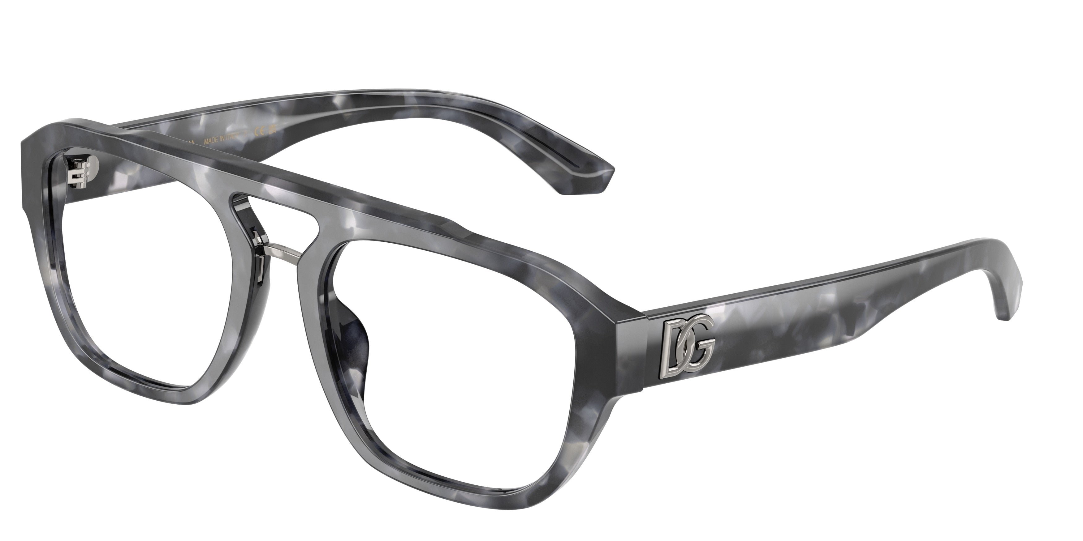 DOLCE & GABBANA DG3415 Pilot Eyeglasses 3445-Grey Havana 55-145-20 - Color Map Tortoise