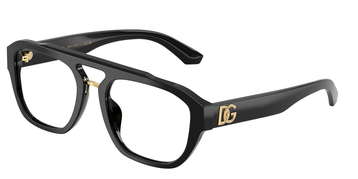 DOLCE & GABBANA DG3415 Pilot Eyeglasses 501-Black 55-145-20 - Color Map Black