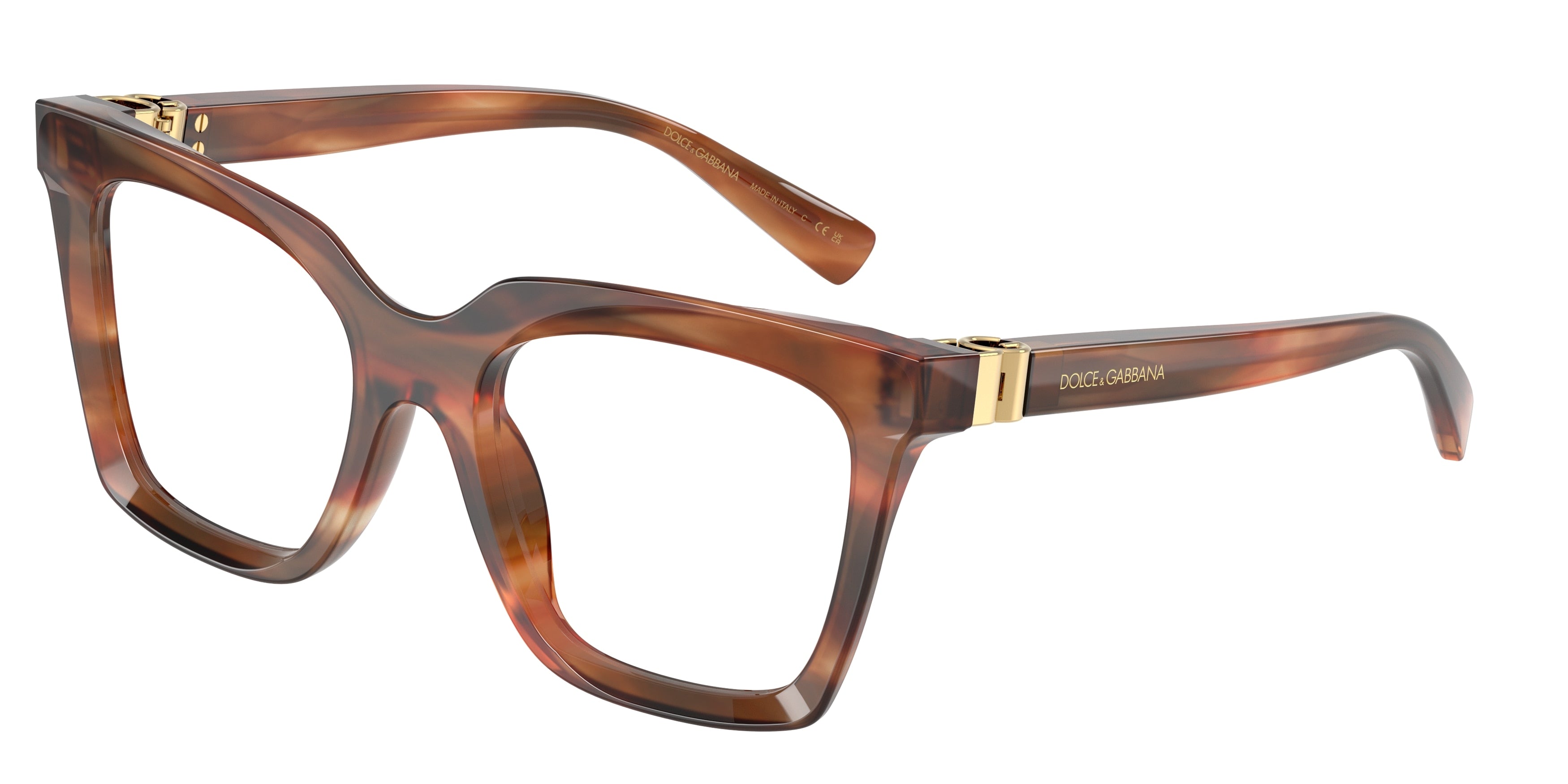 DOLCE & GABBANA DG3417 Square Eyeglasses 3221-Striped Brown 54-140-20 - Color Map Tortoise
