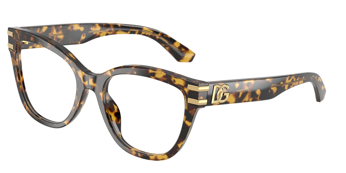 DOLCE & GABBANA DG3418 Butterfly Eyeglasses 3330-Yellow Havana 55-145-19 - Color Map Tortoise