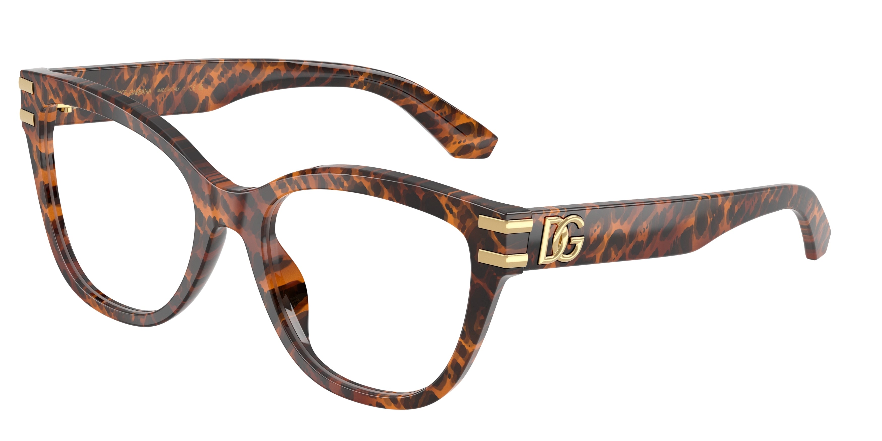 DOLCE & GABBANA DG3418 Butterfly Eyeglasses 3470-Leo Transparent 55-145-19 - Color Map Brown