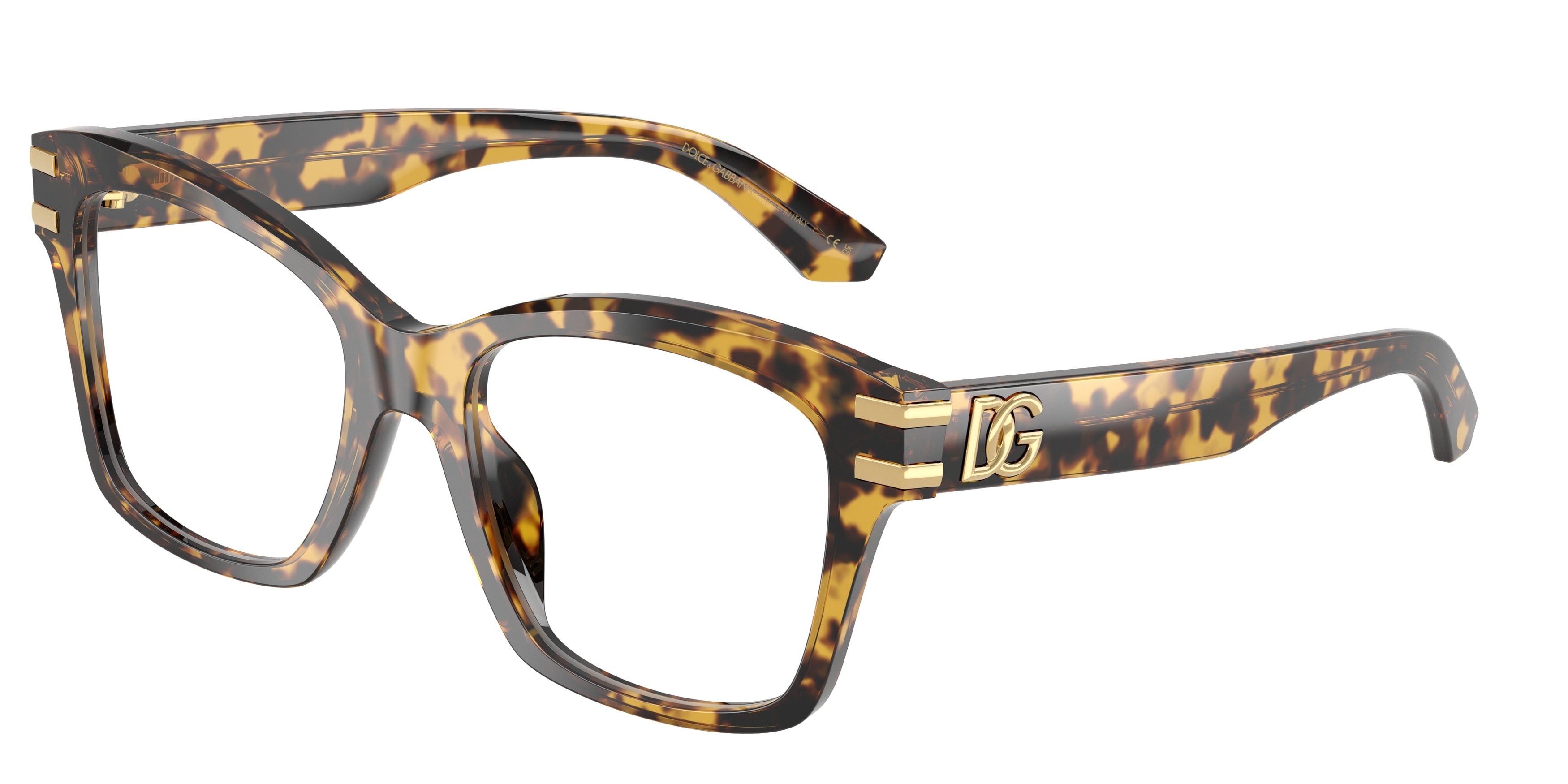 DOLCE & GABBANA DG3419 Square Eyeglasses 3330-Yellow Havana 54-145-19 - Color Map Tortoise