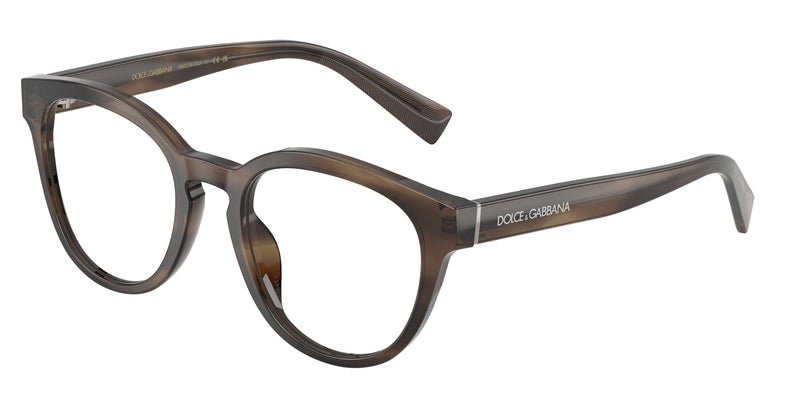 DOLCE & GABBANA DG3421 Phantos Eyeglasses 3200-Striped Tobacco 52-145-21 - Color Map Brown