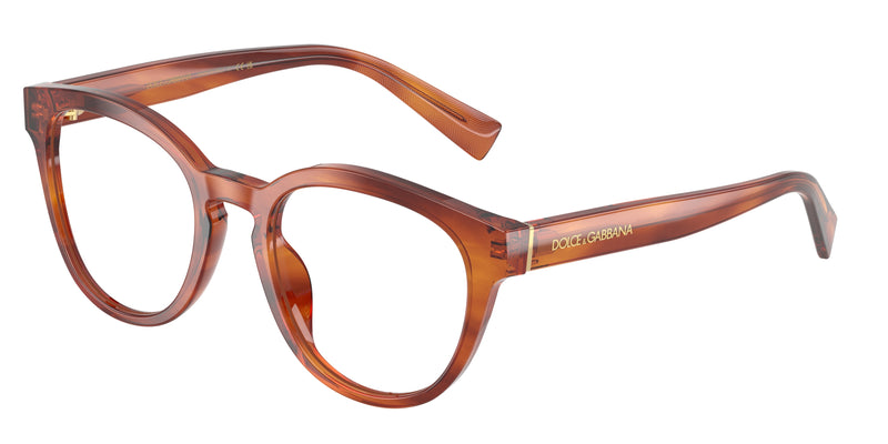 DOLCE & GABBANA DG3421 Phantos Eyeglasses 3221-Striped Ginger 52-145-21 - Color Map Brown