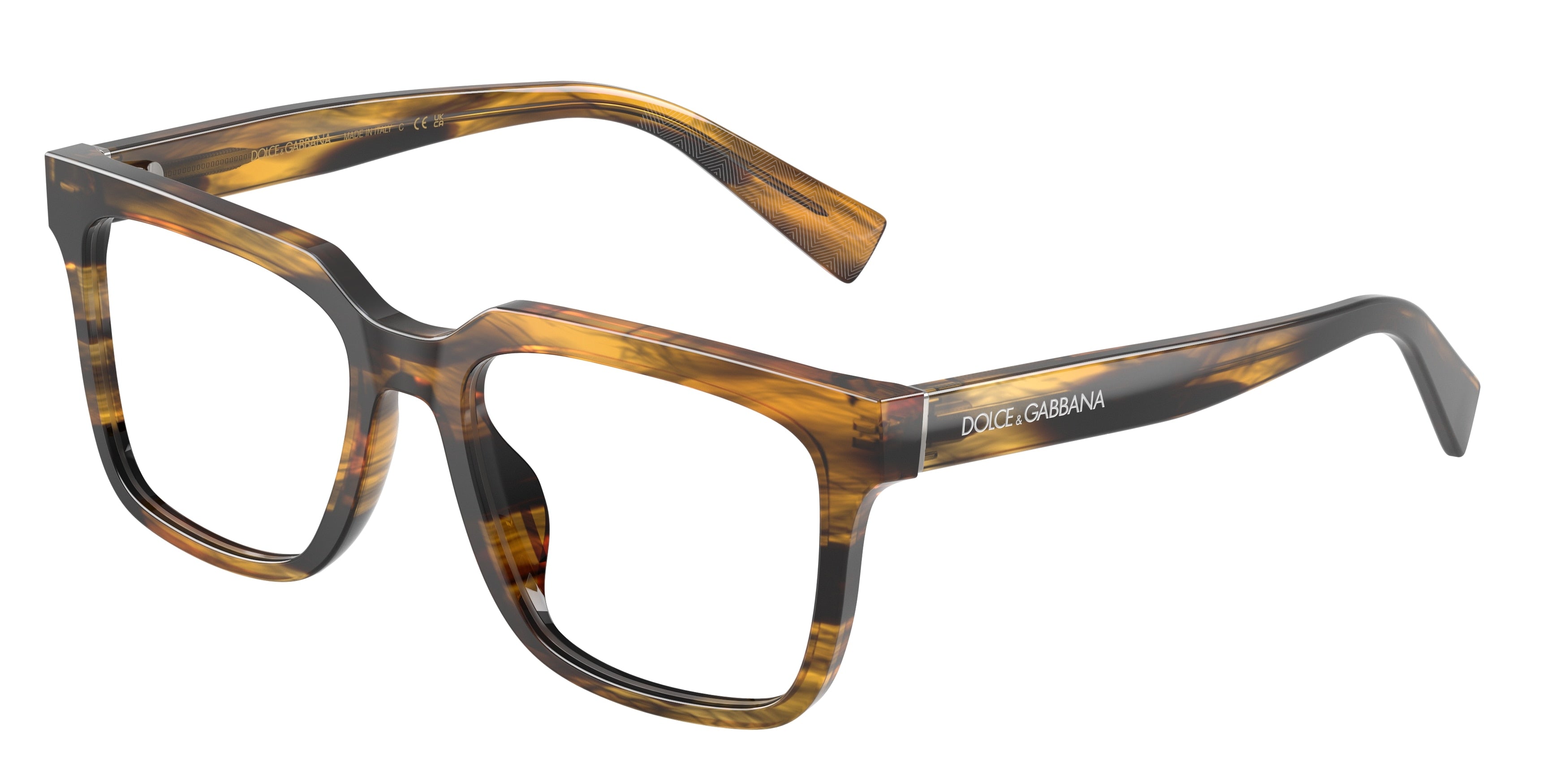 DOLCE & GABBANA DG3422 Square Eyeglasses 3063-Striped Brown 53-145-18 - Color Map Tortoise
