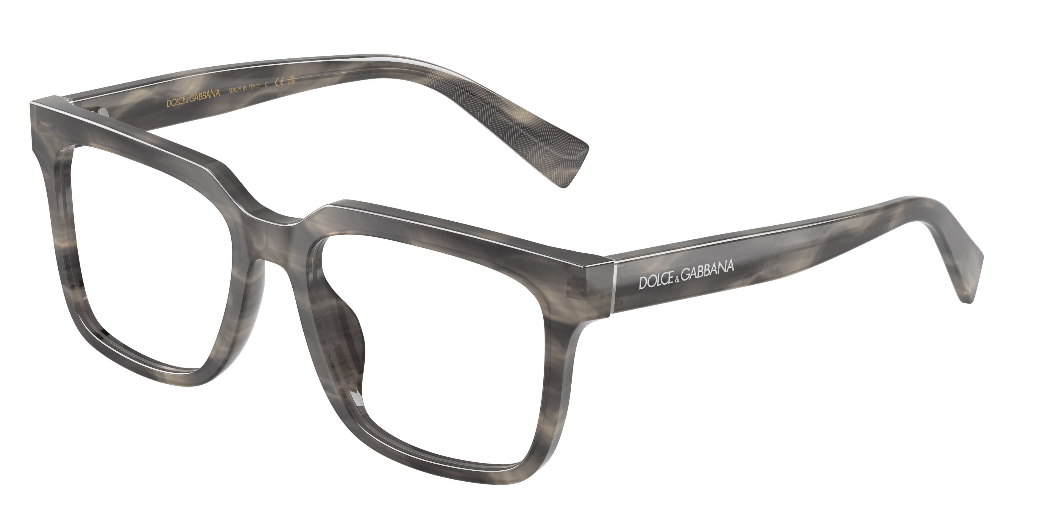 DOLCE & GABBANA DG3422 Square Eyeglasses 3199-Striped Grey 53-145-18 - Color Map Grey