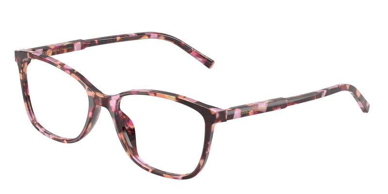 DOLCE & GABBANA DG3424 Rectangle Eyeglasses 3440-Havana Pink Pearl 54-145-17 - Color Map Pink