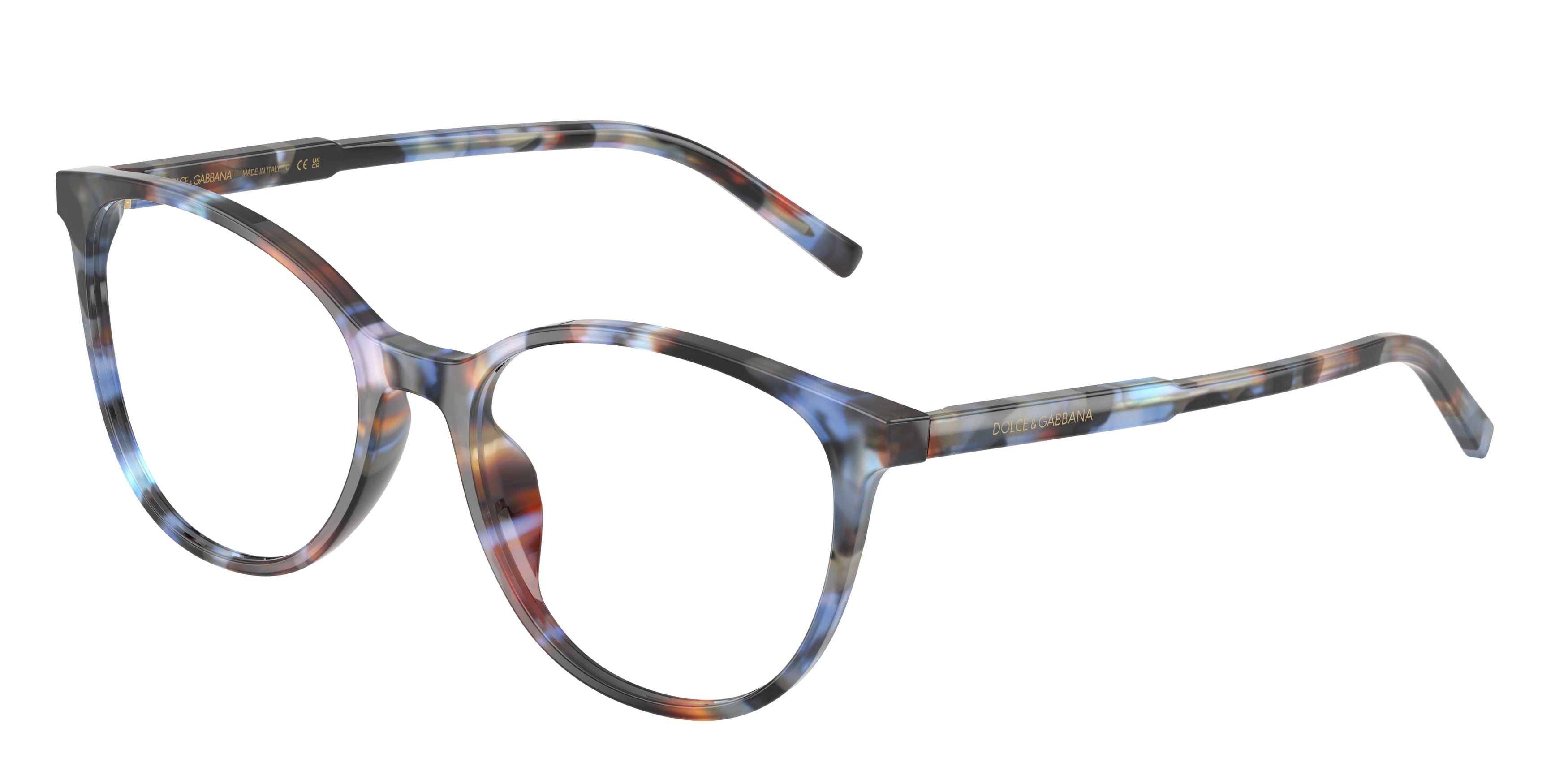 DOLCE & GABBANA DG3425 Butterfly Eyeglasses 3443-Havana Blue 52-145-18 - Color Map Blue