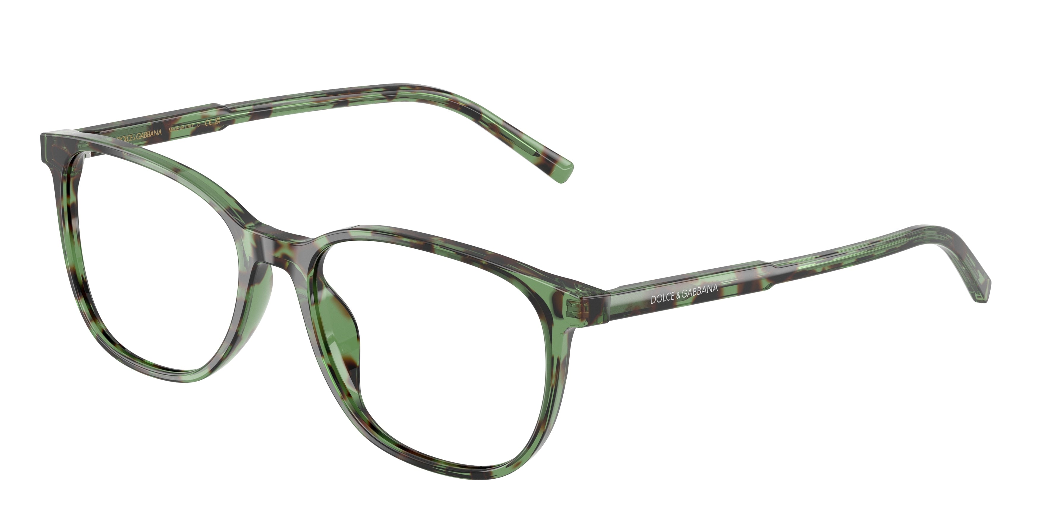 DOLCE & GABBANA DG3426 Pillow Eyeglasses 3439-Havana Green 53-145-17 - Color Map Brown