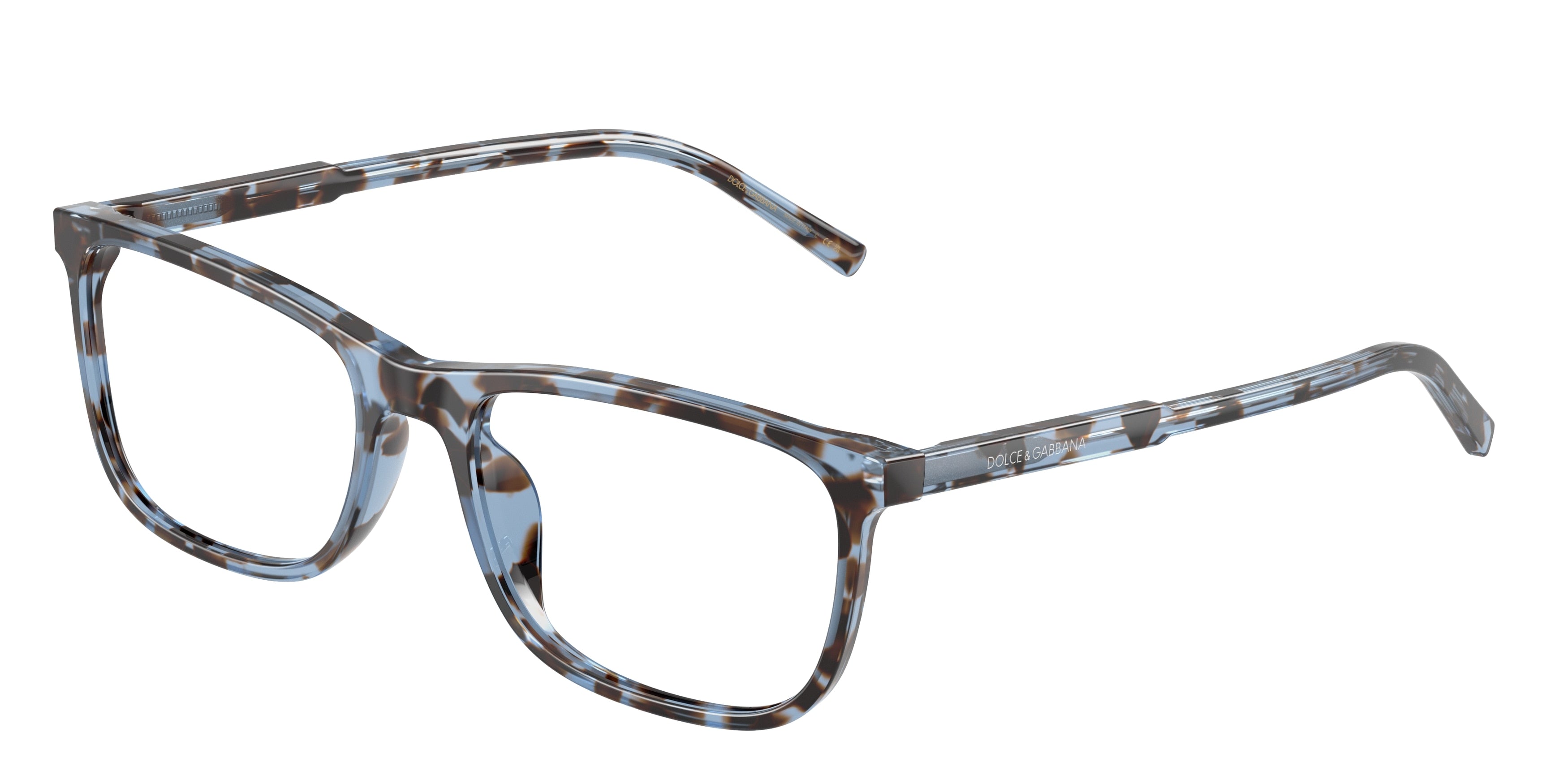 DOLCE & GABBANA DG3427 Rectangle Eyeglasses 3392-Havana Blue 55-145-18 - Color Map Blue
