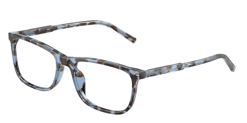 DOLCE & GABBANA DG3427 Rectangle Eyeglasses 3392-Havana Blue 55-145-18 - Color Map Blue