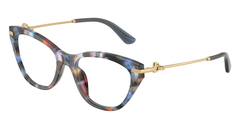 DOLCE & GABBANA DG3428 Butterfly Eyeglasses 3443-Havana Blue 53-140-19 - Color Map Blue