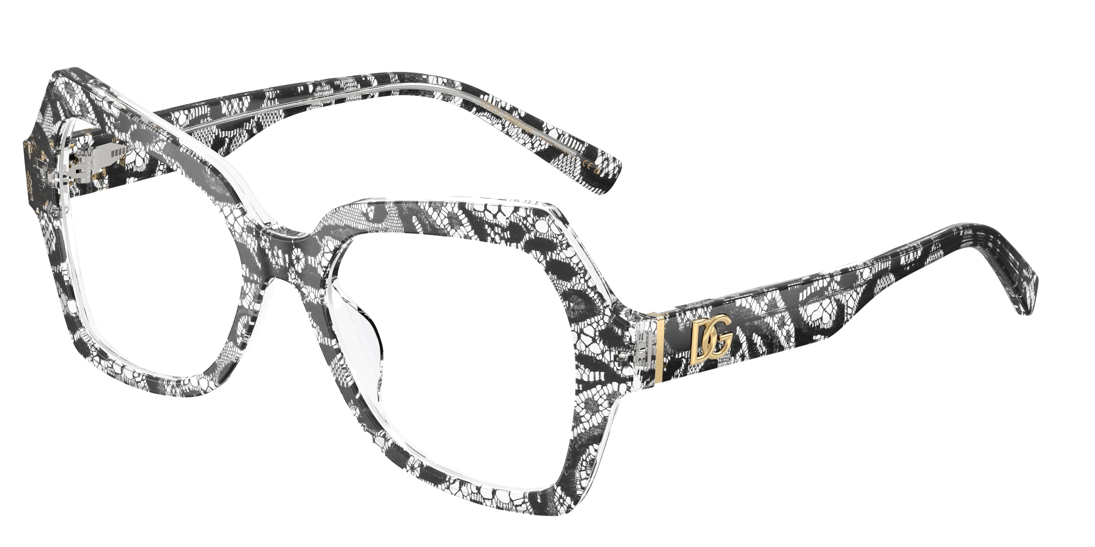 DOLCE & GABBANA DG3429 Butterfly Eyeglasses  3287-Black Lace 54-145-18 - Color Map Black