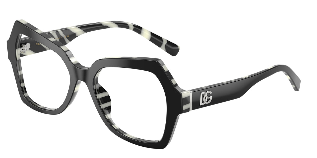 DOLCE & GABBANA DG3429 Butterfly Eyeglasses 3372-Black On Zebra 54-145-18 - Color Map Black