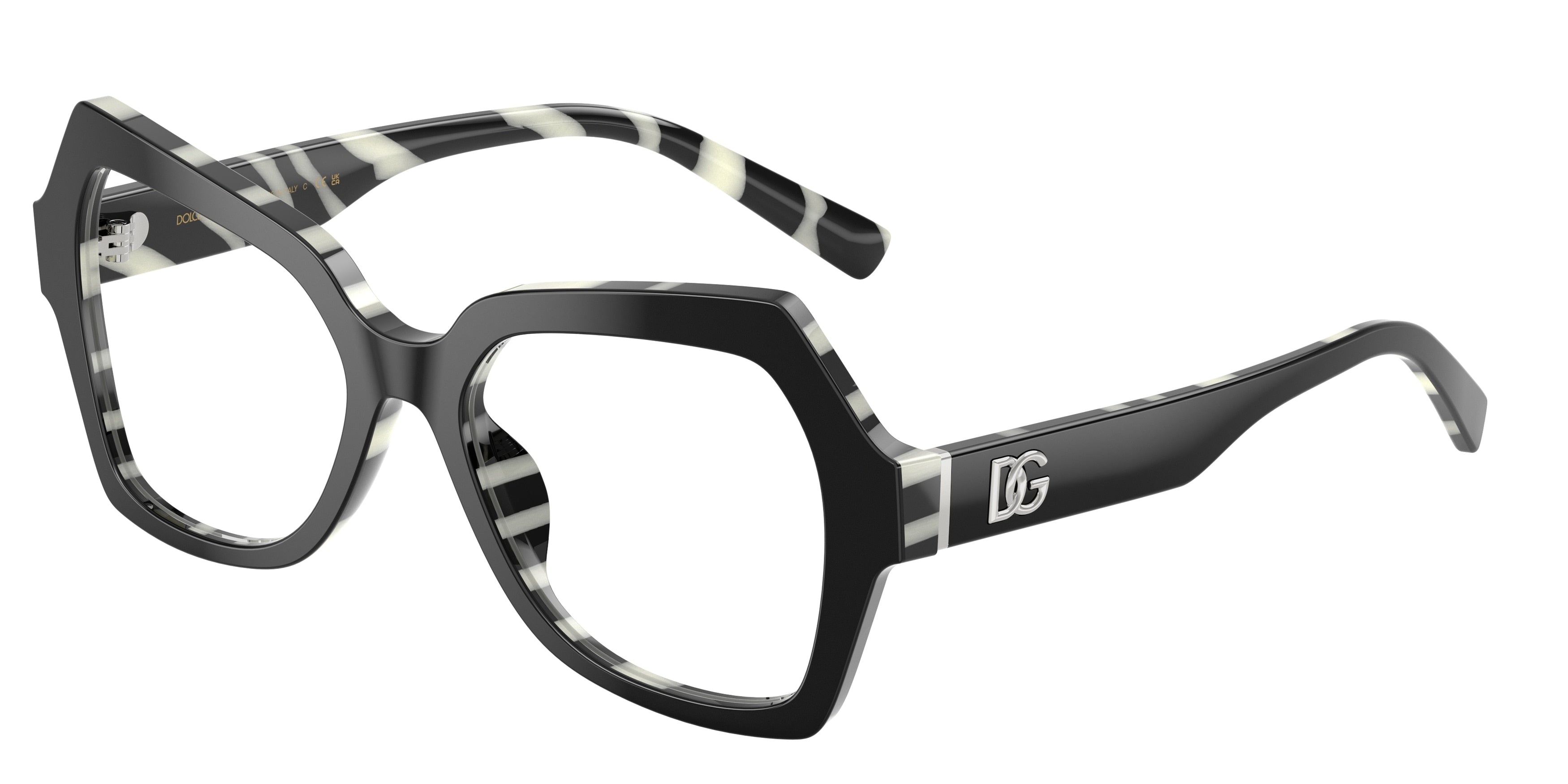 DOLCE & GABBANA DG3429 Butterfly Eyeglasses  3372-Black On Zebra 54-145-18 - Color Map Black