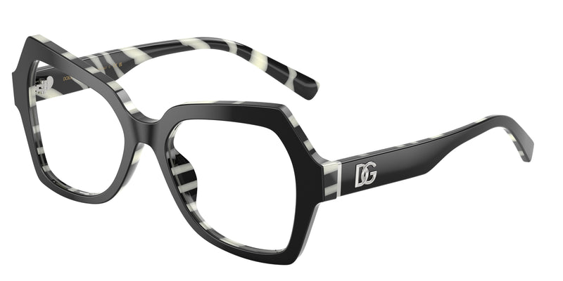 DOLCE & GABBANA DG3429 Butterfly Eyeglasses 3372-Black On Zebra 54-145-18 - Color Map Black