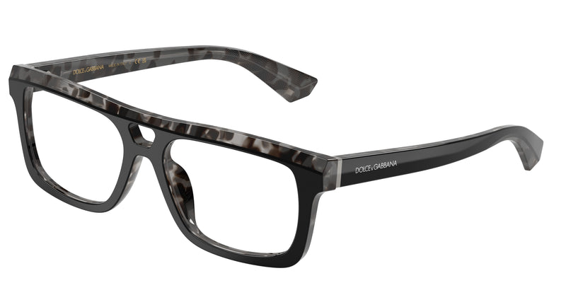 DOLCE & GABBANA DG3431 Rectangle Eyeglasses 3403-Black On Grey Havana 56-145-17 - Color Map Black