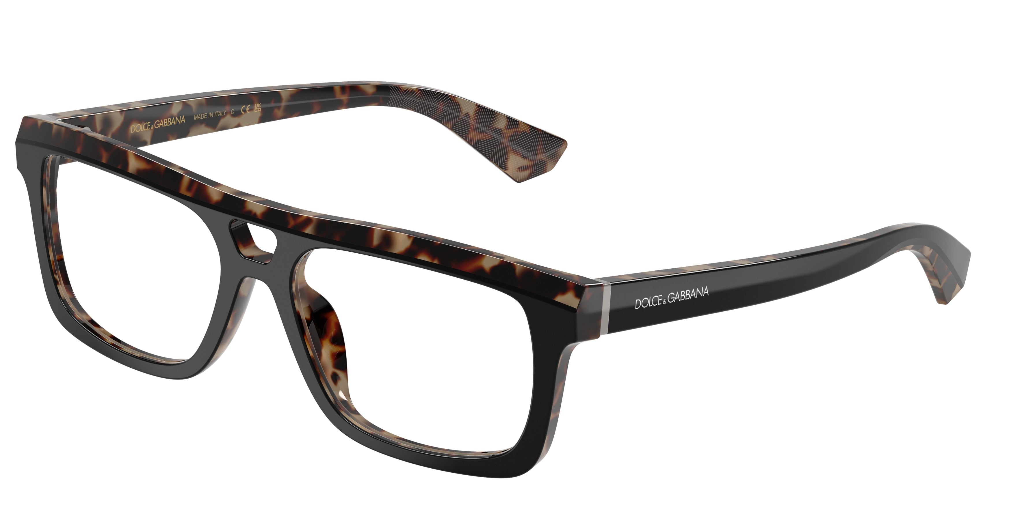 DOLCE & GABBANA DG3431 Rectangle Eyeglasses 3417-Black On Red Havana 56-145-17 - Color Map Black