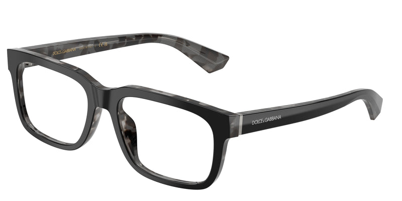 DOLCE & GABBANA DG3432 Rectangle Eyeglasses 3403-Black On Grey Havana 56-145-18 - Color Map Black