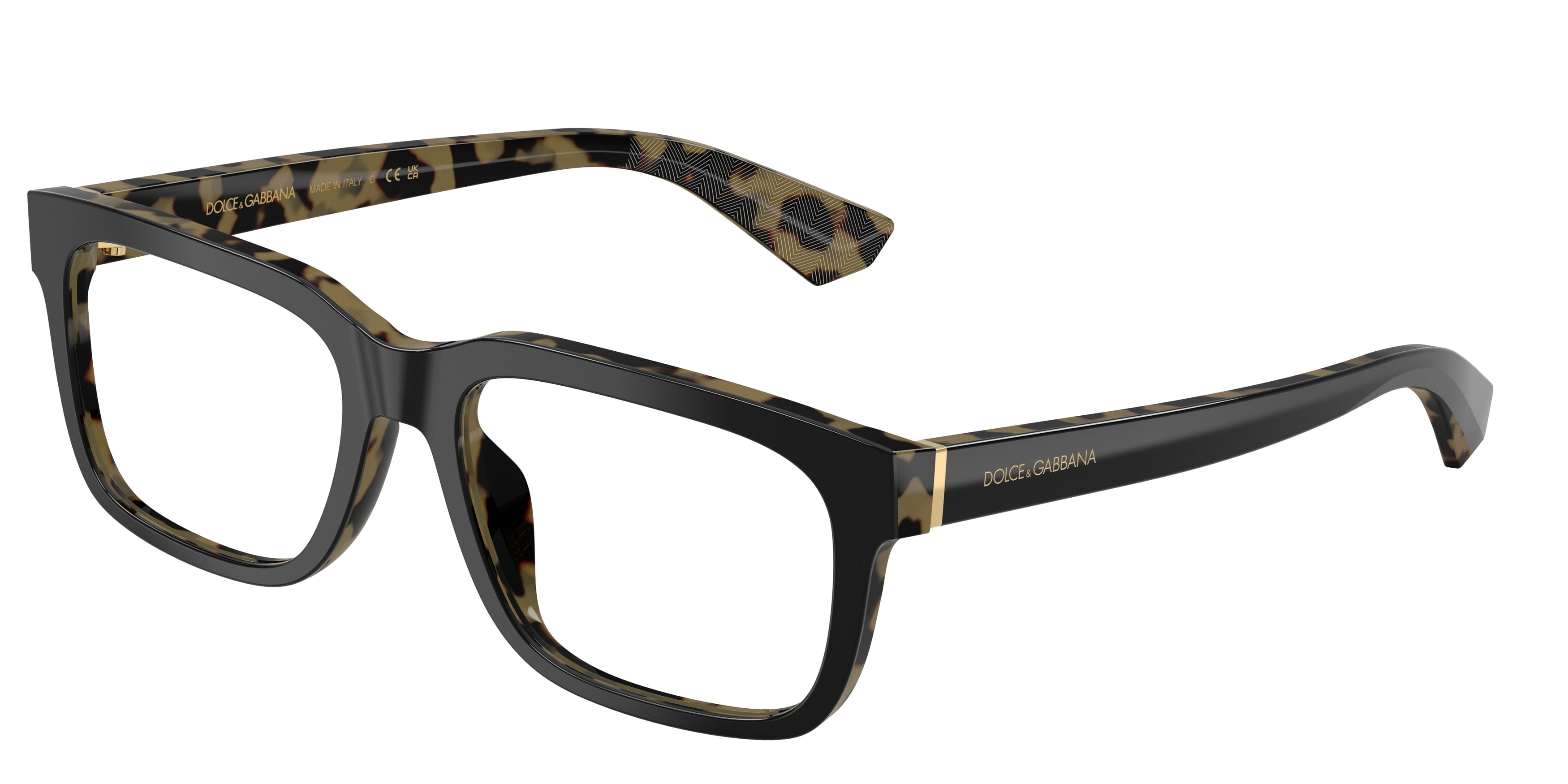 DOLCE & GABBANA DG3432 Rectangle Eyeglasses 3404-Black On Yellow Havana 56-145-18 - Color Map Black