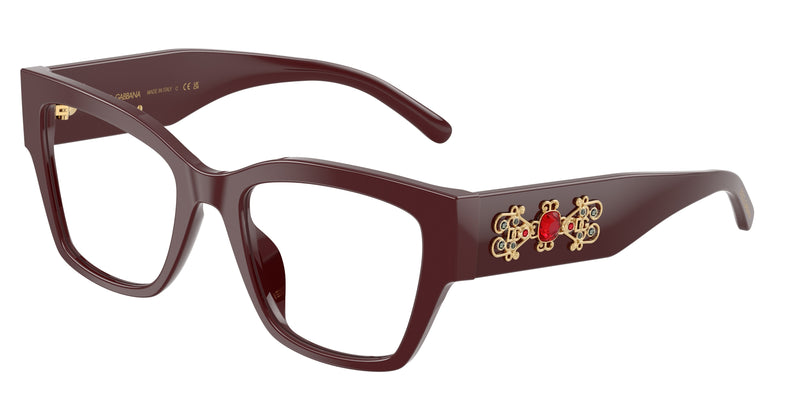 DOLCE & GABBANA DG3435B Butterfly Eyeglasses 3091-Bordeaux 53-145-20 - Color Map Red