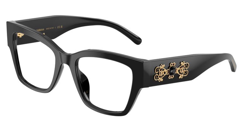 DOLCE & GABBANA DG3435B Butterfly Eyeglasses 501-Black 53-145-20 - Color Map Black