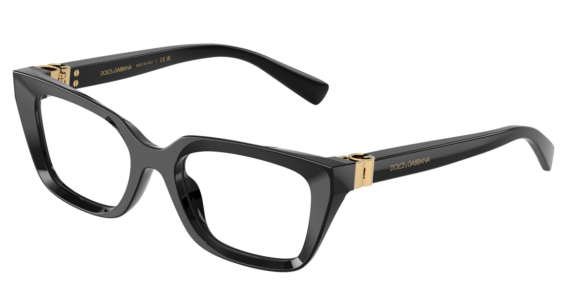 DOLCE & GABBANA DG3436 Rectangle Eyeglasses 501-Black 53-140-19 - Color Map Black