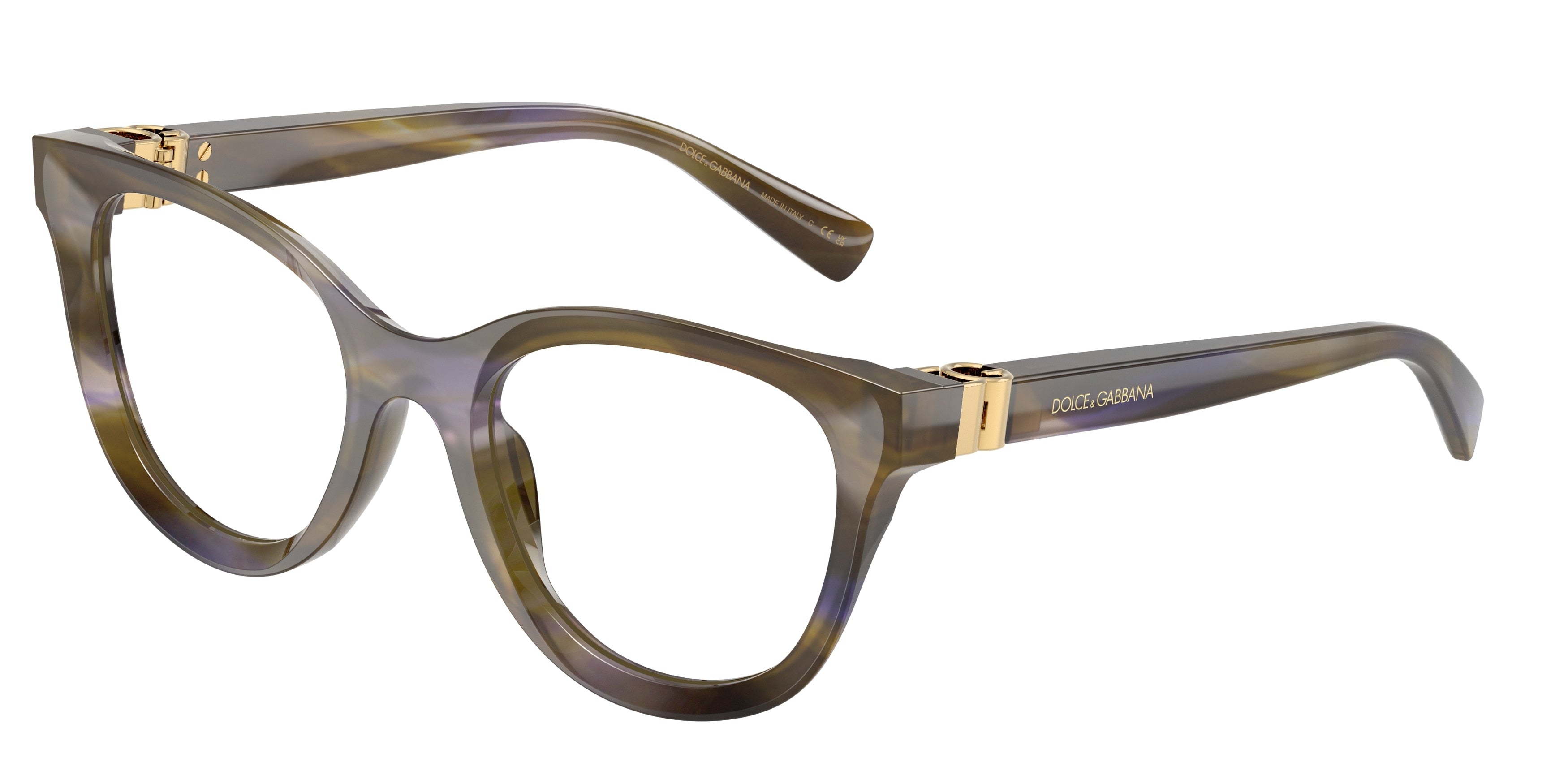 DOLCE & GABBANA DG3437 Phantos Eyeglasses 3447-Striped Olive 53-140-21 - Color Map Green