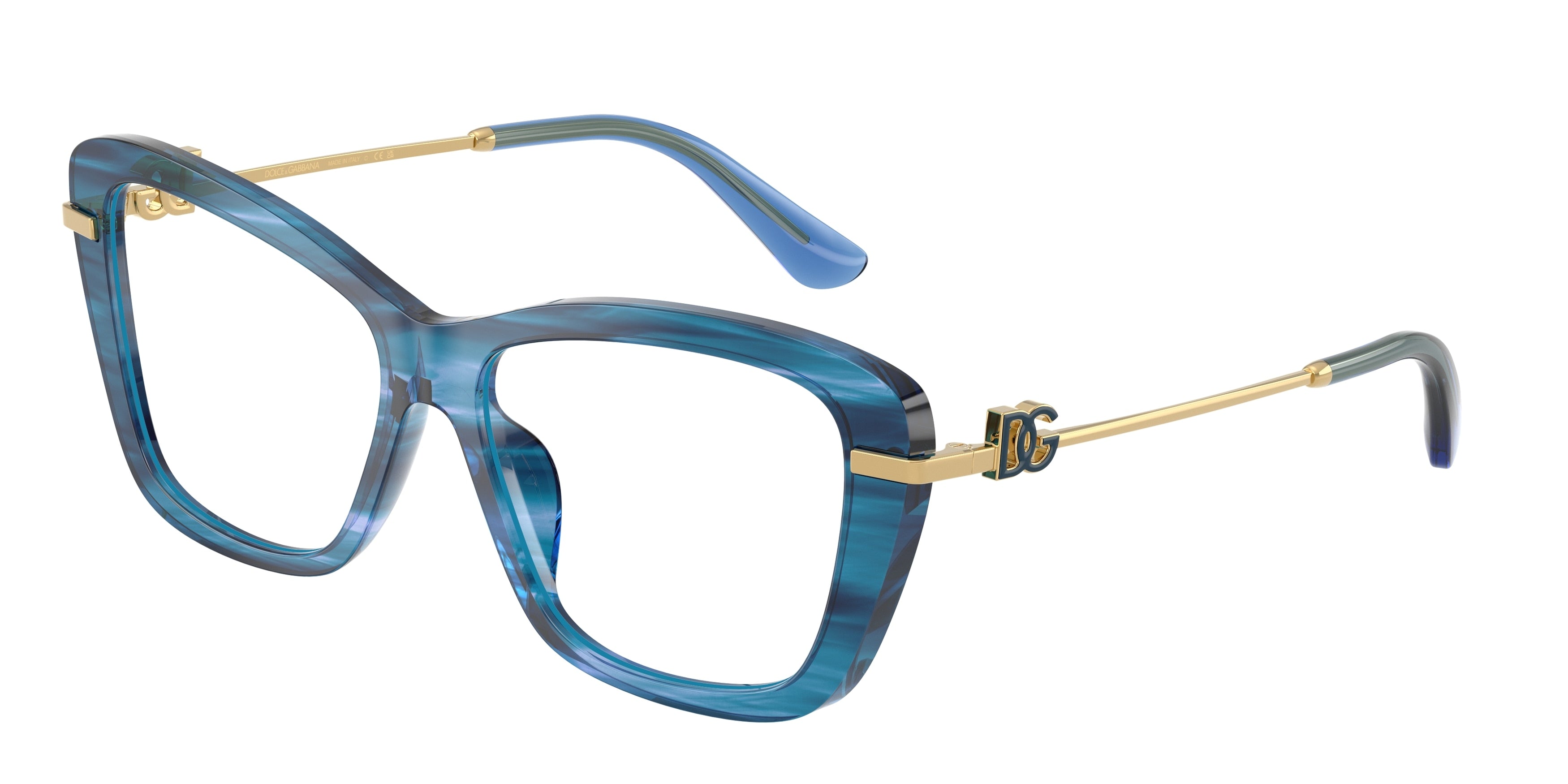 DOLCE & GABBANA DG3439 Square Eyeglasses 3472-Striped Blue 55-145-15 - Color Map Blue