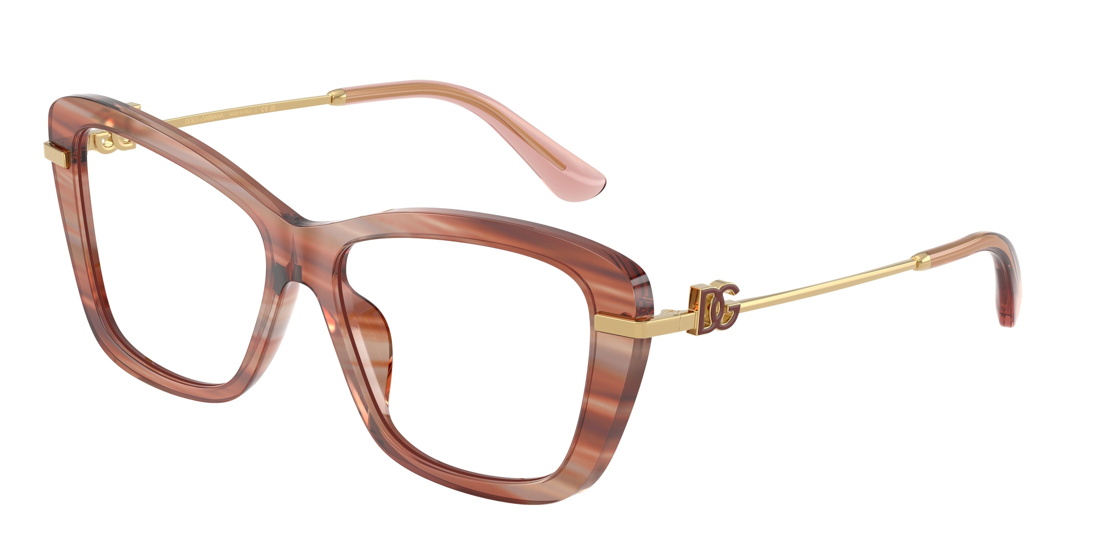 DOLCE & GABBANA DG3439 Square Eyeglasses 3473-Striped Red 55-145-15 - Color Map Red