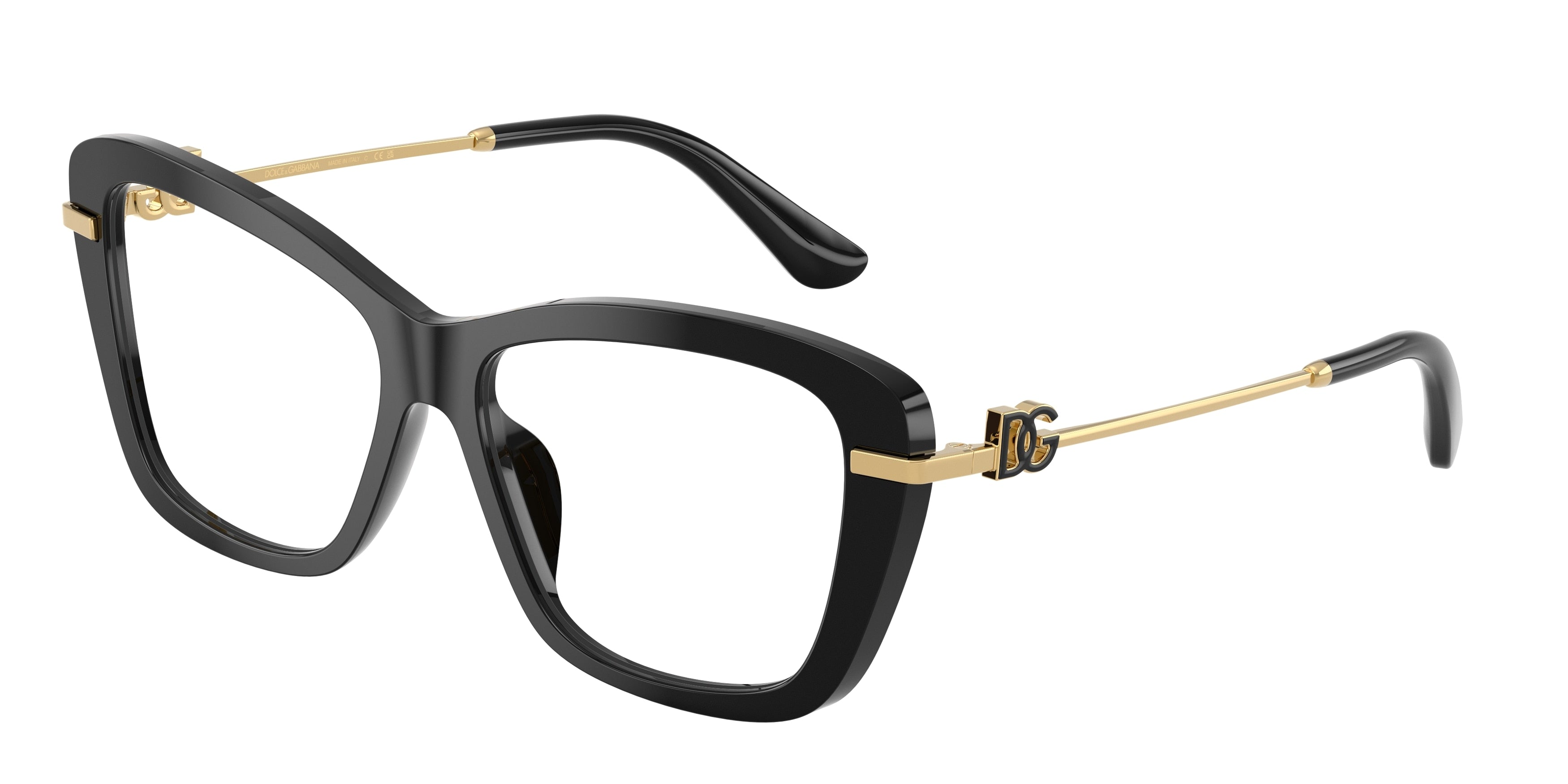 DOLCE & GABBANA DG3439 Square Eyeglasses 501-Black 55-145-15 - Color Map Black