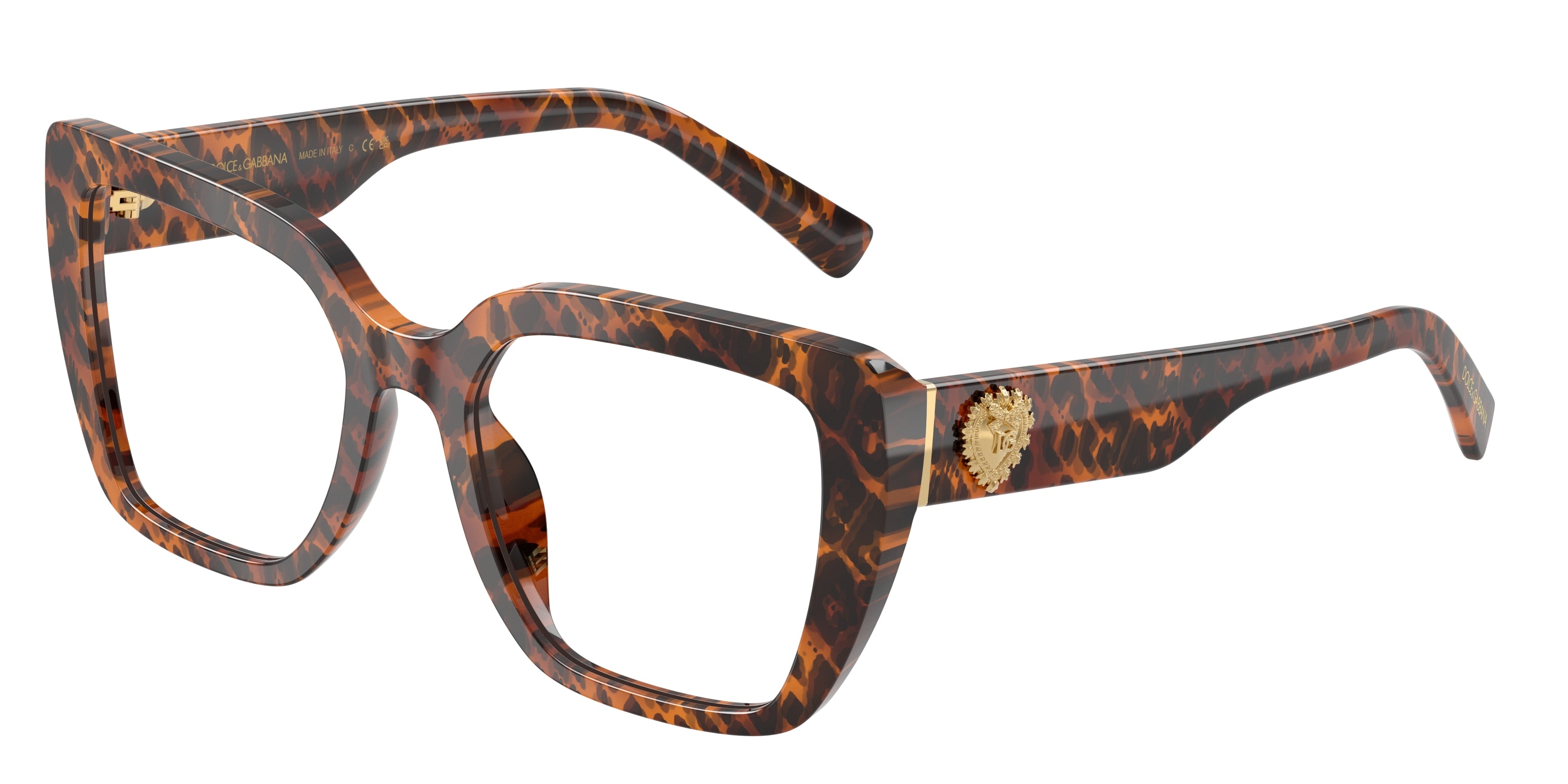 DOLCE & GABBANA DG3441 Square Eyeglasses 3470-Leo Transparent 53-145-19 - Color Map Brown