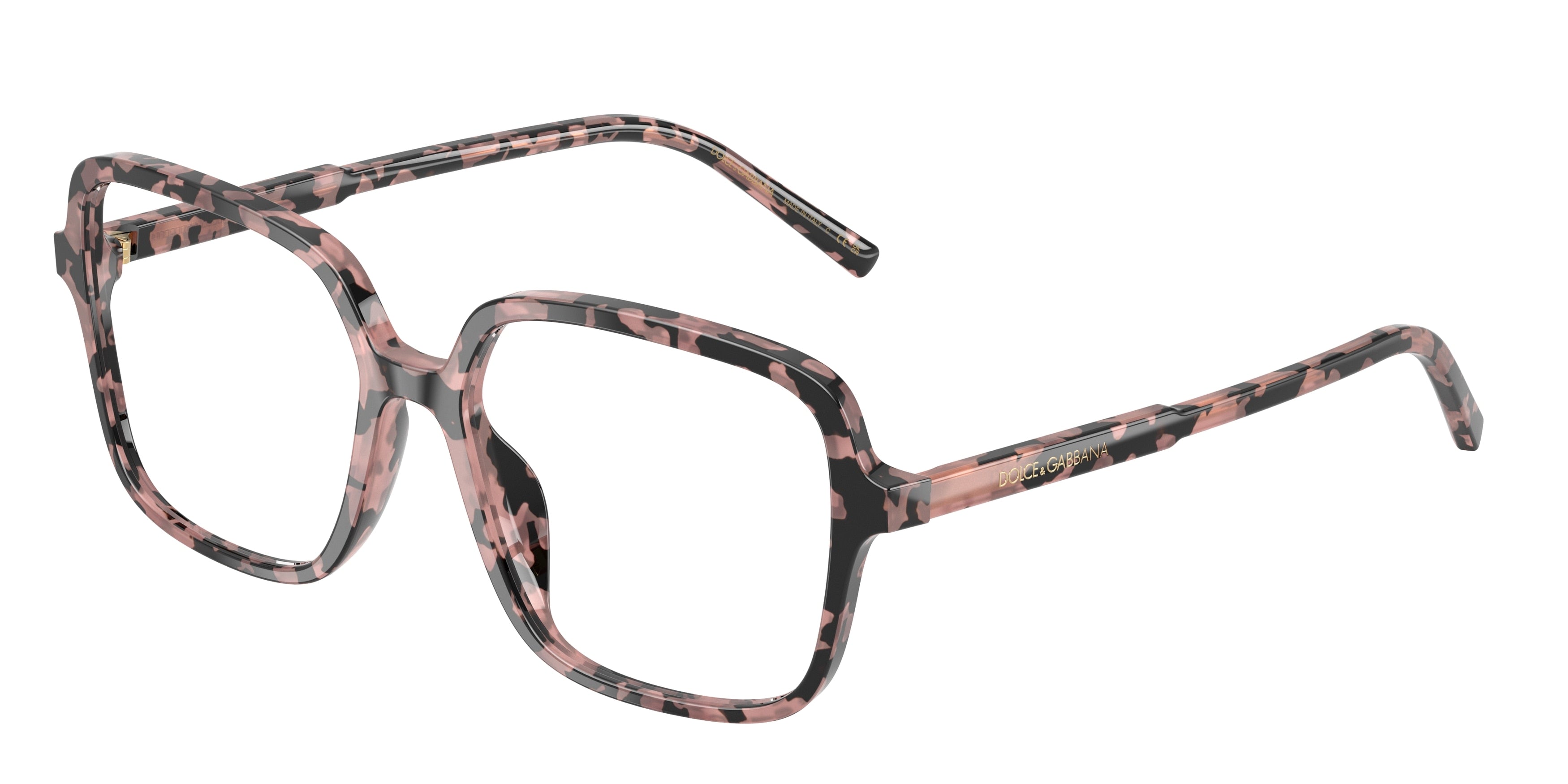 DOLCE & GABBANA DG3442 Square Eyeglasses 3476-Pink Havana 55-145-16 - Color Map Tortoise