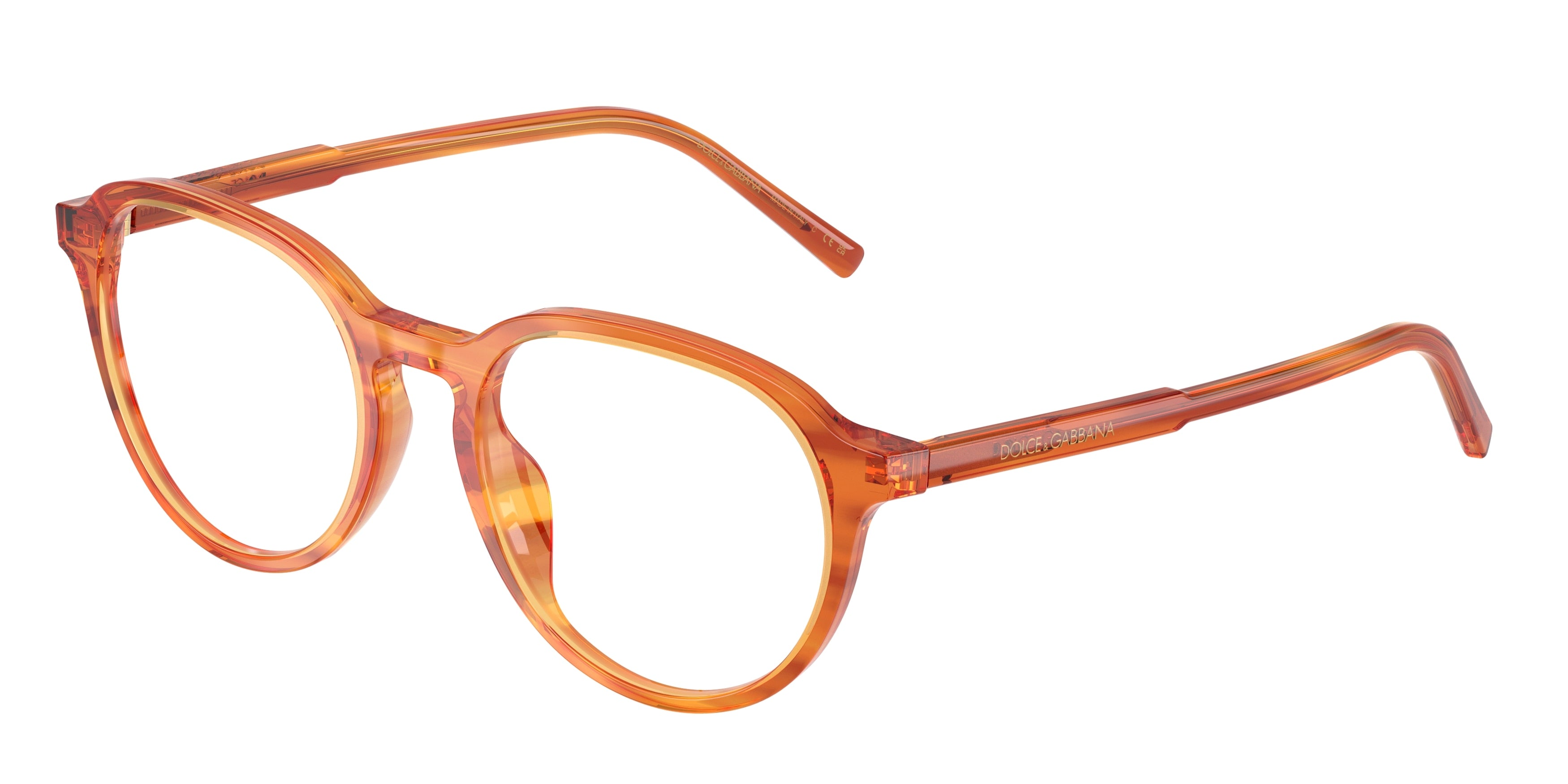 DOLCE & GABBANA DG3444 Phantos Eyeglasses 3483-Camel On Striped Ginger 52-145-19 - Color Map Brown