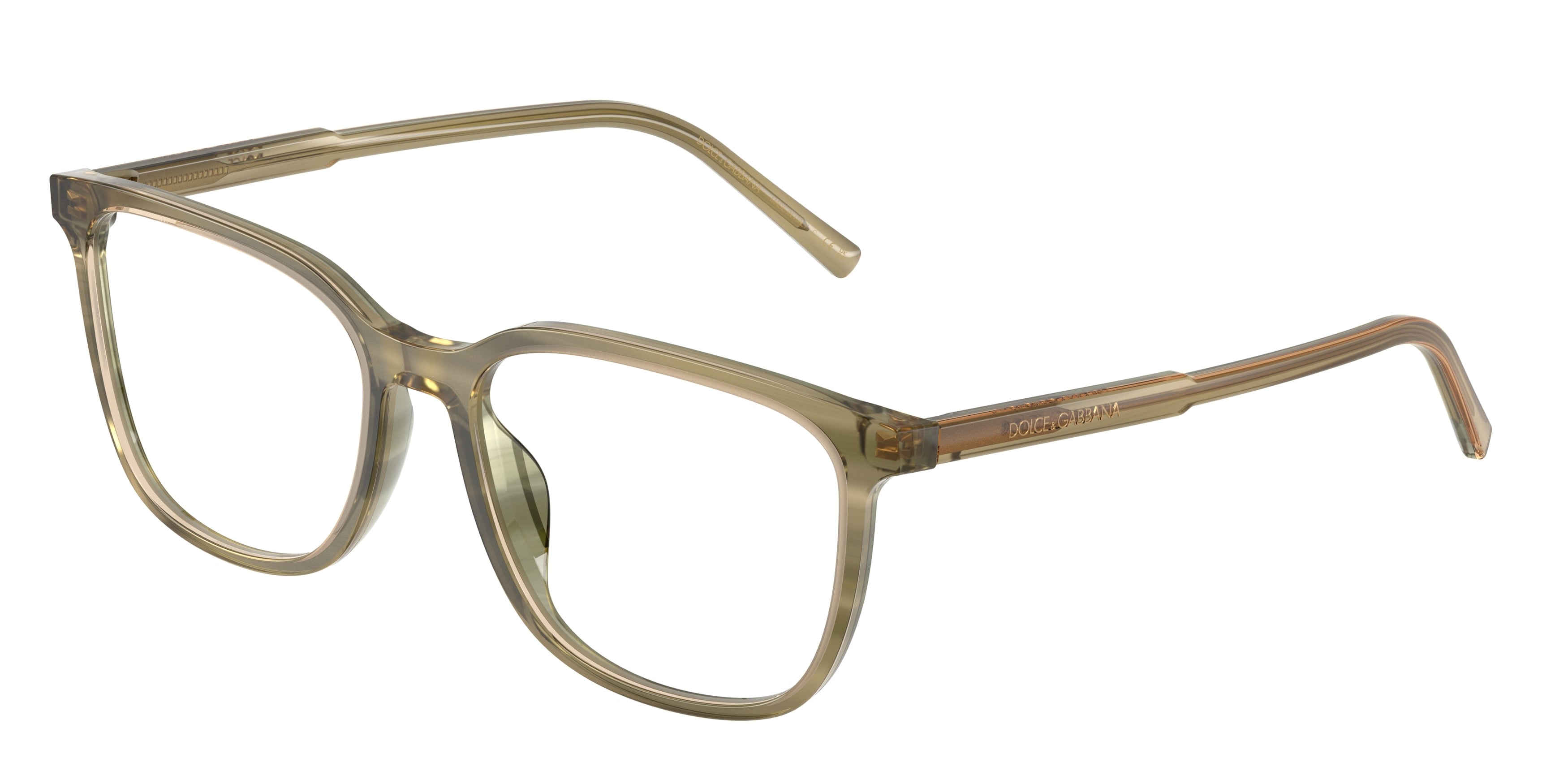 DOLCE & GABBANA DG3445 Square Eyeglasses 3480-Green On Striped Green 55-145-17 - Color Map Green