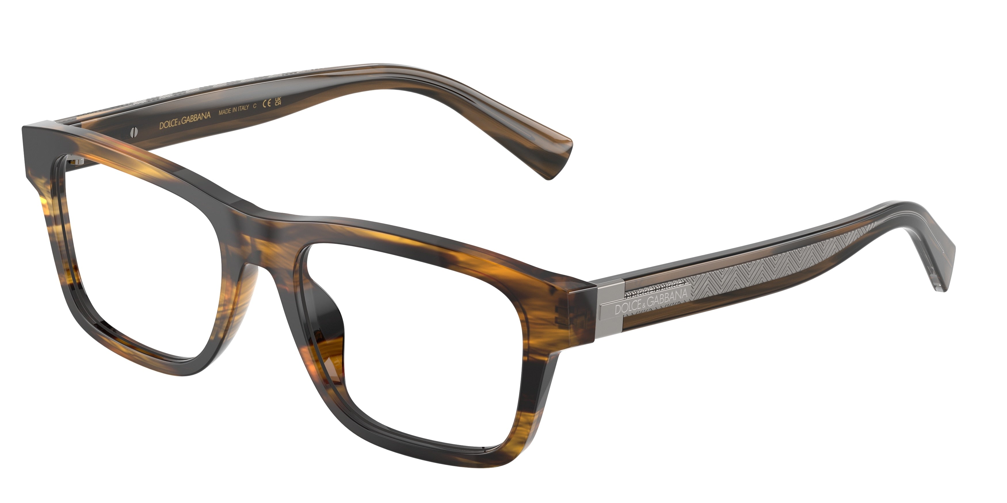 DOLCE & GABBANA DG3446 Rectangle Eyeglasses 3063-Striped Brown 53-145-18 - Color Map Tortoise