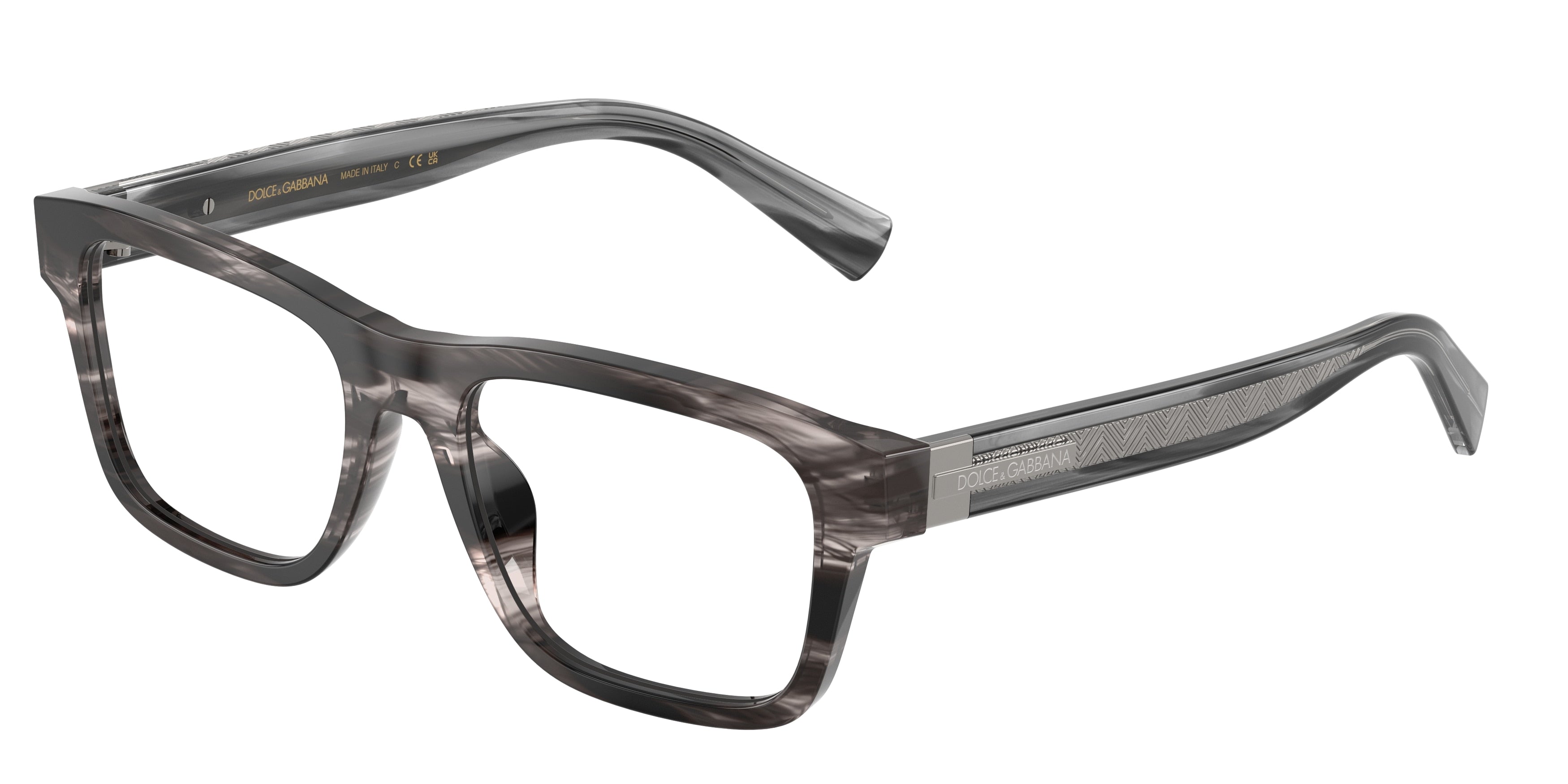 DOLCE & GABBANA DG3446 Rectangle Eyeglasses 3440-Striped Grey 53-145-18 - Color Map Grey
