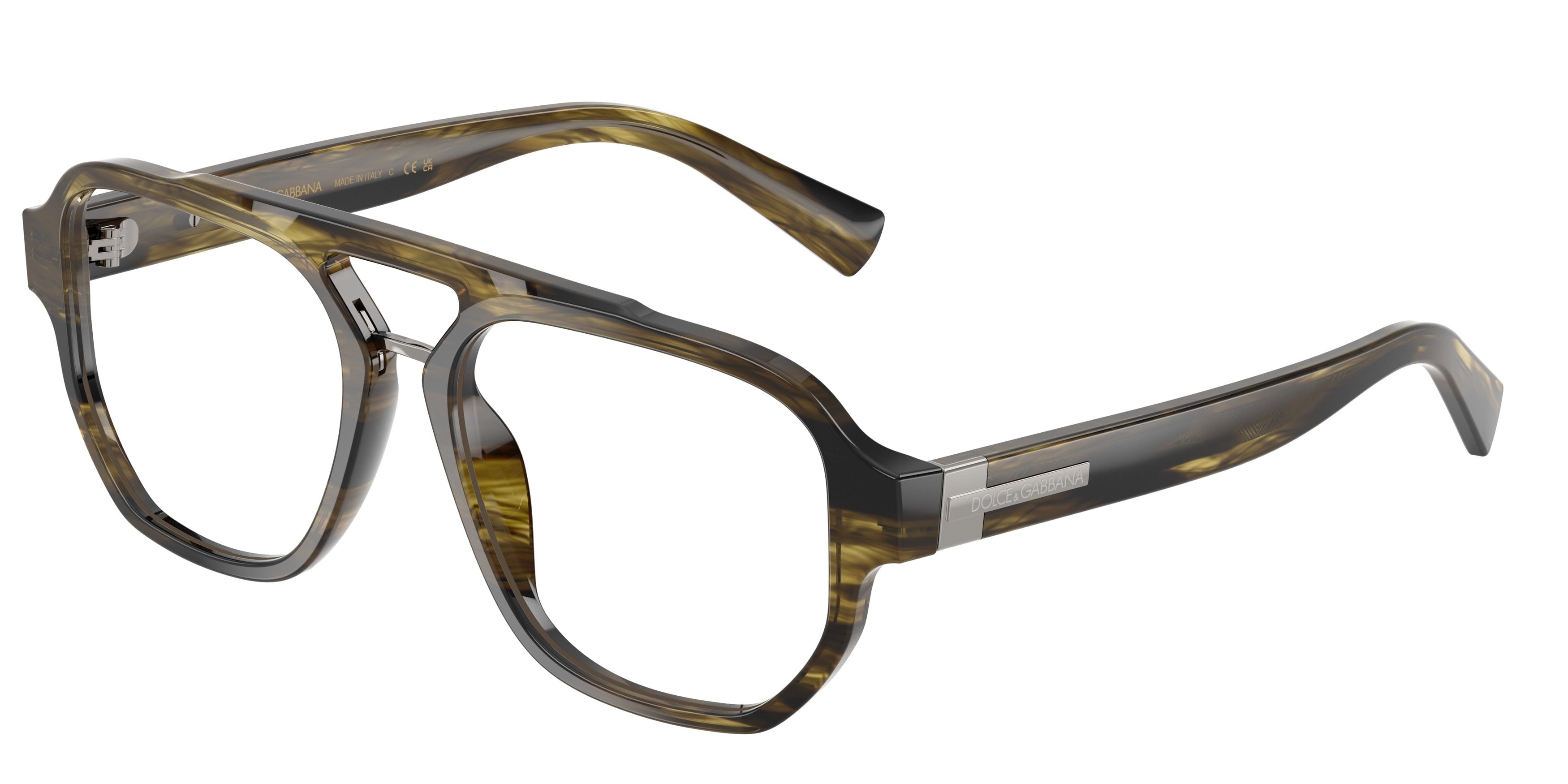 DOLCE & GABBANA DG3447 Pilot Eyeglasses 3066-Striped Green 56-145-17 - Color Map Green