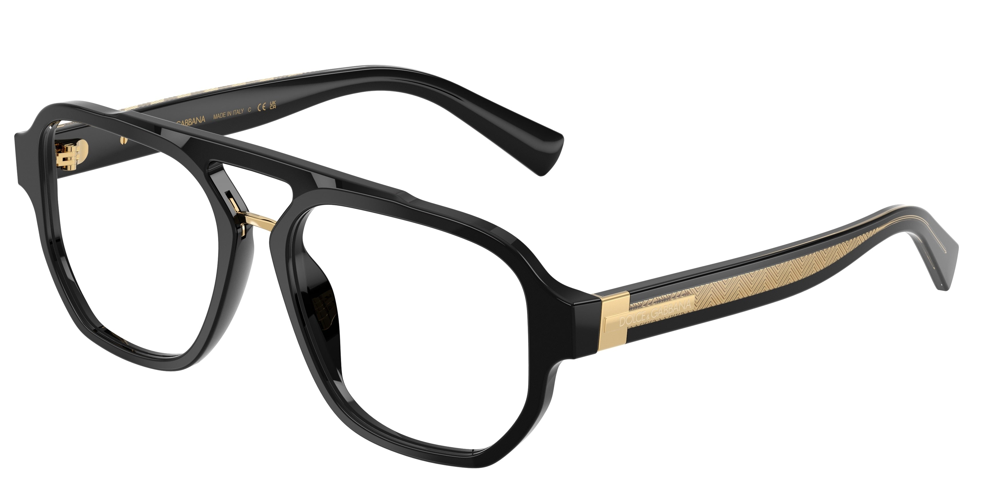 DOLCE & GABBANA DG3447 Pilot Eyeglasses 501-Black 56-145-17 - Color Map Black