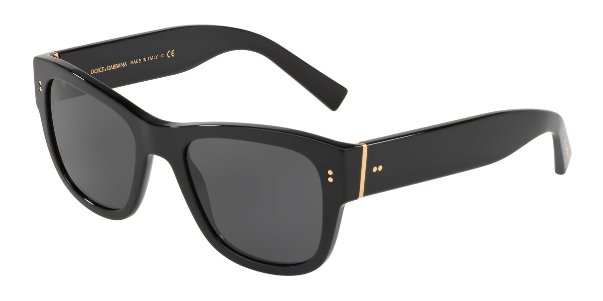 DOLCE & GABBANA DG4338F Square Sunglasses 501/87-Black 52-140-20 - Color Map Black