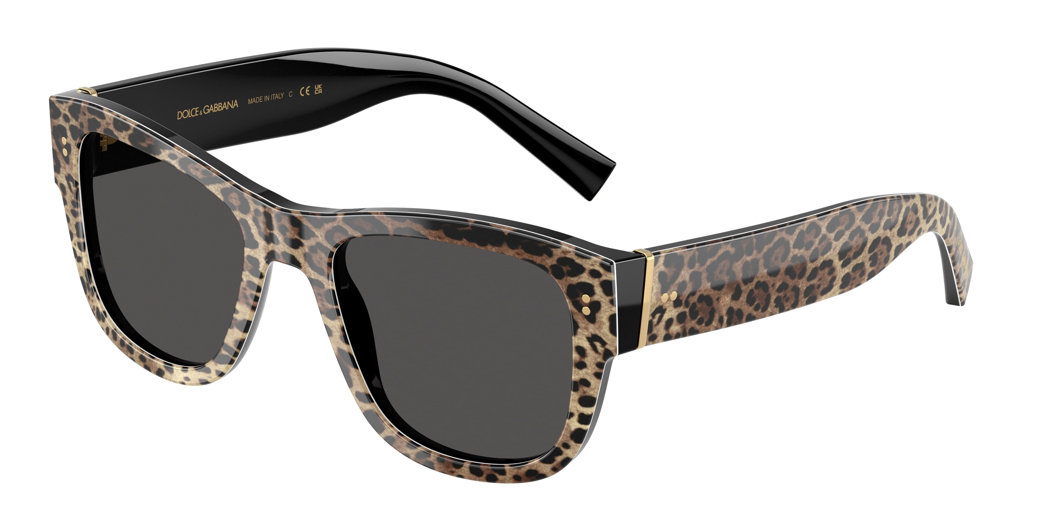 DOLCE & GABBANA DG4338 Square Sunglasses  316387-Top Leo On Black 52-140-20 - Color Map Black