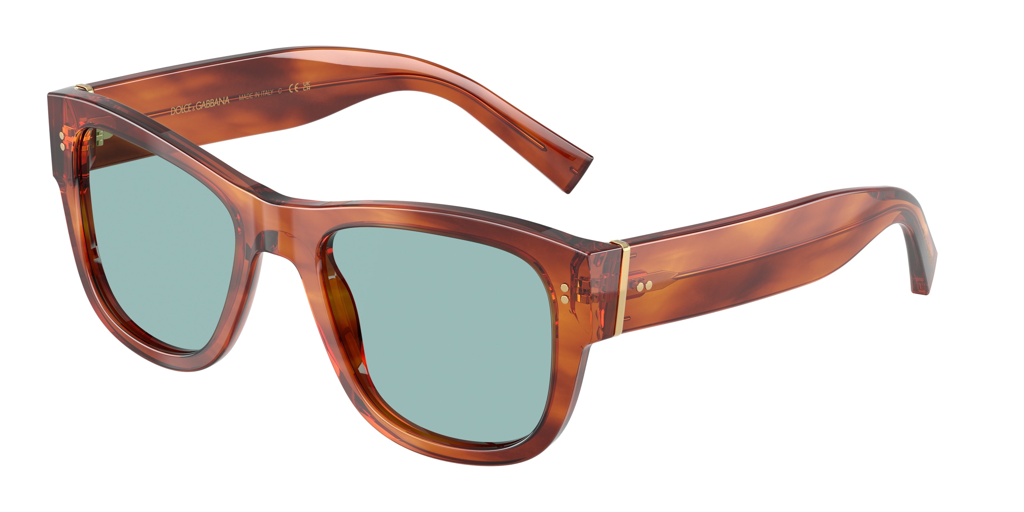 DOLCE & GABBANA DG4338 Square Sunglasses 322180-Havana Ginger 52-140-20 - Color Map Tortoise