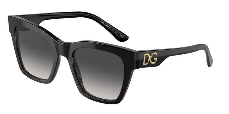 DOLCE & GABBANA DG4384 Square Sunglasses 501/8G-Black 53-145-20 - Color Map Black