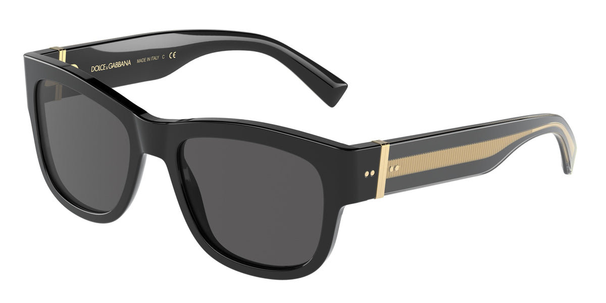 DOLCE & GABBANA DG4390F Square Sunglasses 501/87-Black 54-140-19 - Color Map Black