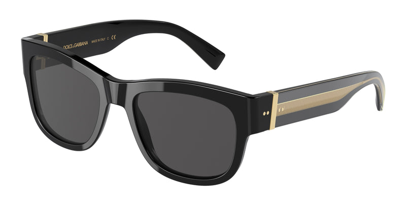 DOLCE & GABBANA DG4390 Square Sunglasses 501/87-Black 54-140-19 - Color Map Black