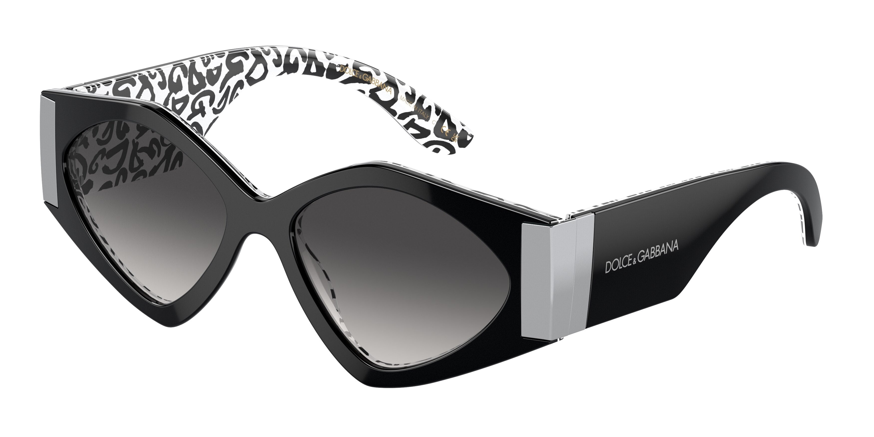 DOLCE & GABBANA DG4396 Irregular Sunglasses 33898G-Black On New Graffiti 55-145-17 - Color Map Black