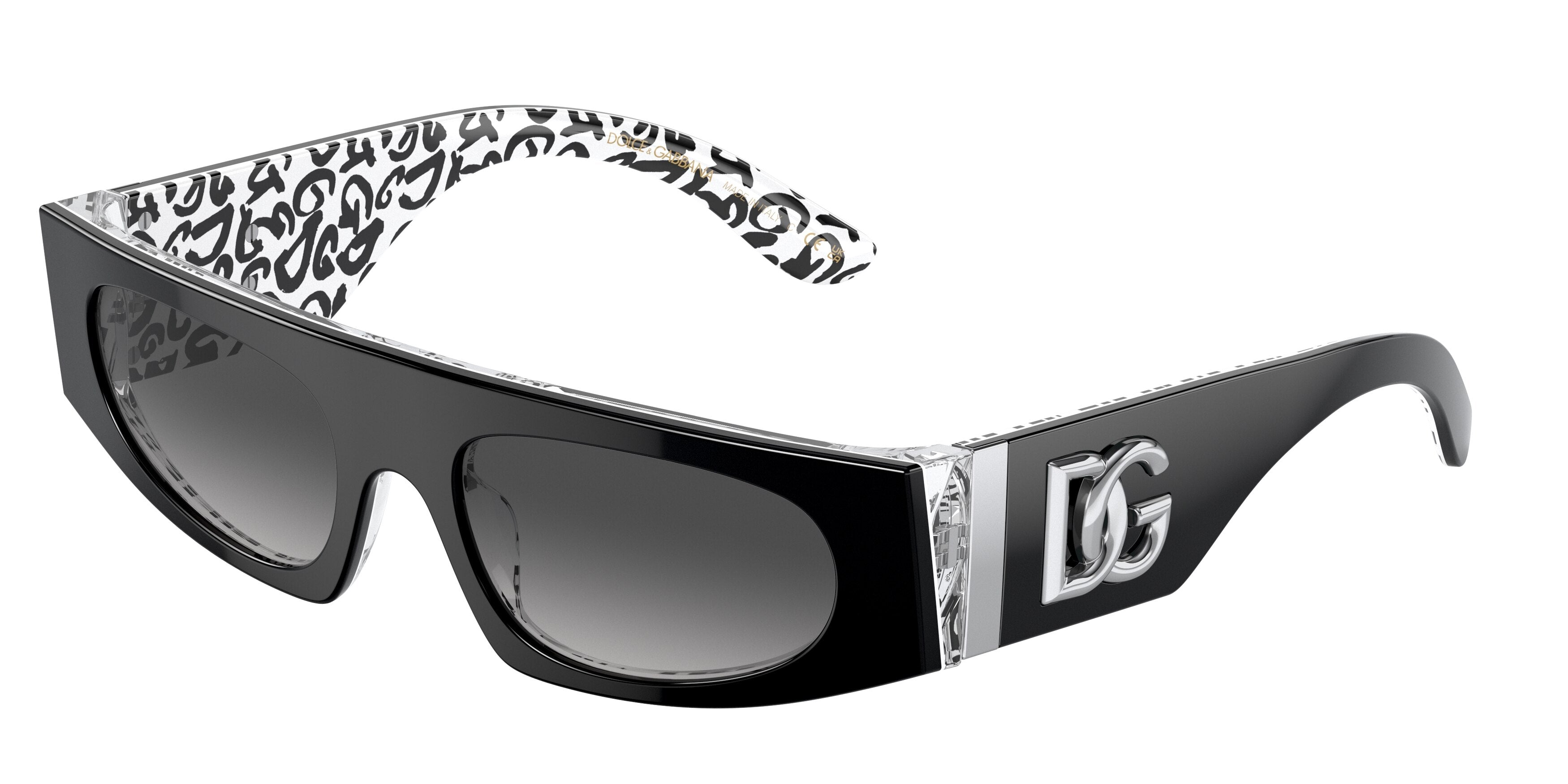 DOLCE & GABBANA DG4411 Rectangle Sunglasses 33898G-Black On New Graffiti 54-140-19 - Color Map Black