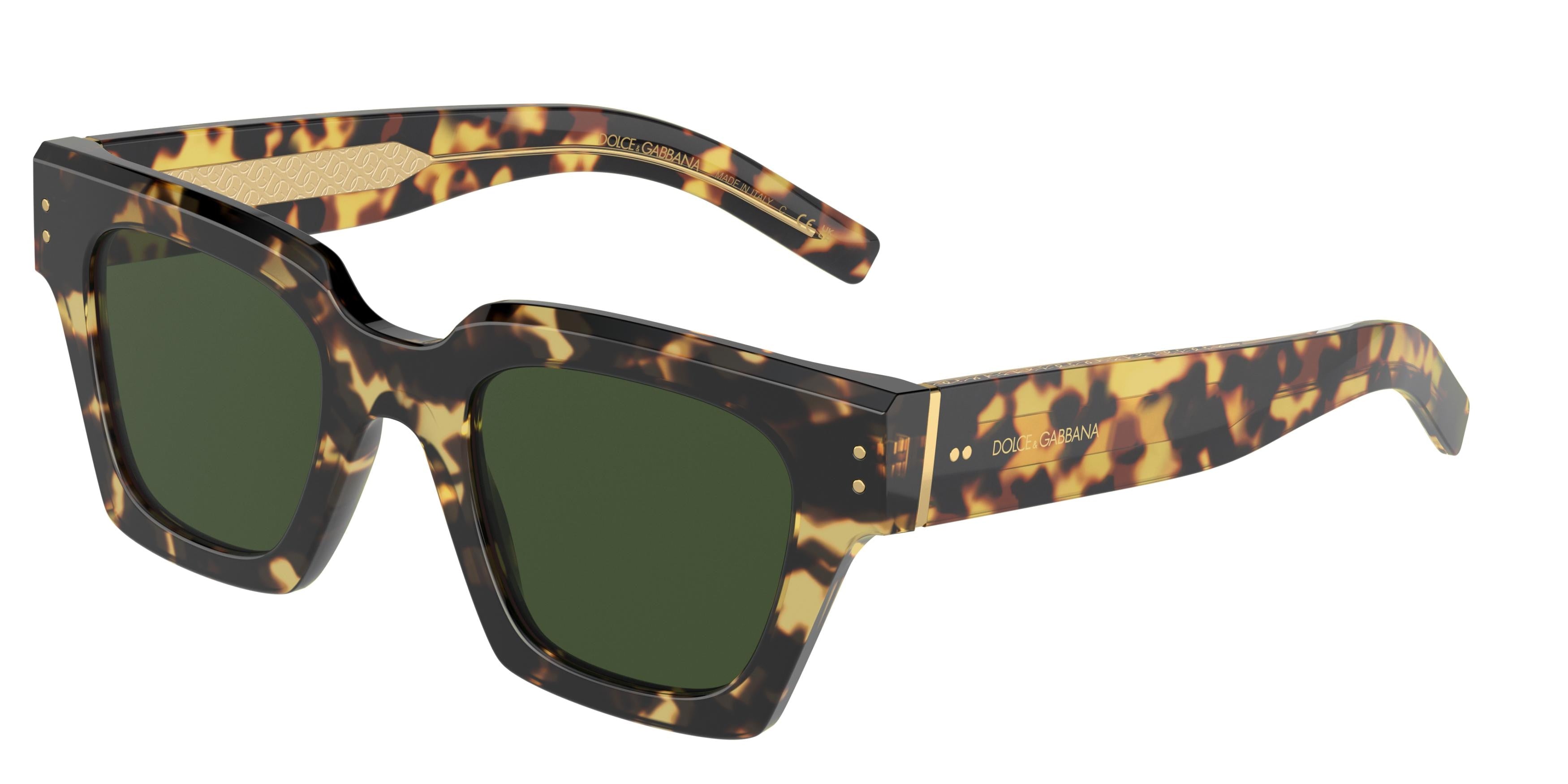 DOLCE & GABBANA DG4413 Square Sunglasses 337552-Yellow Havana/Crystal 48-145-23 - Color Map Tortoise