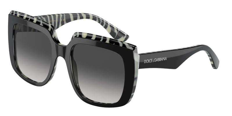 DOLCE & GABBANA DG4414F Square Sunglasses 33728G-Top Black On Zebra 54-145-20 - Color Map Black